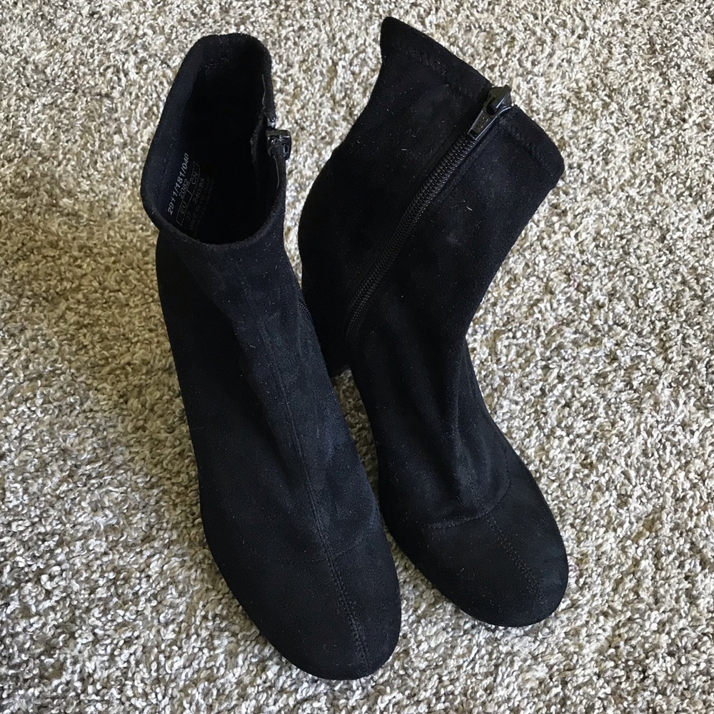 Zara fabric black ankle boots with block heels